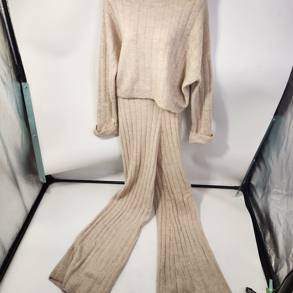 Sincerely Jules Cream Wide Leg Knit Pants & Sweater Set
